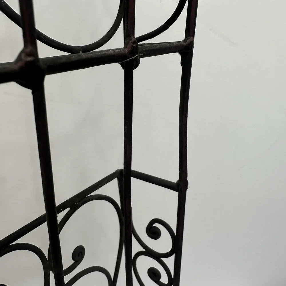 Vintage Iron Wall Rack 3 Bins 4 Hooks Home Office Storage Display Shelf 26